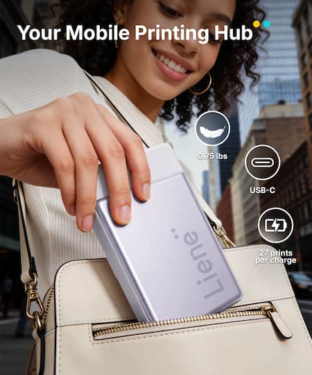 Liene Purple Pearl N200 Pro Portable Photo Printer with Supplies